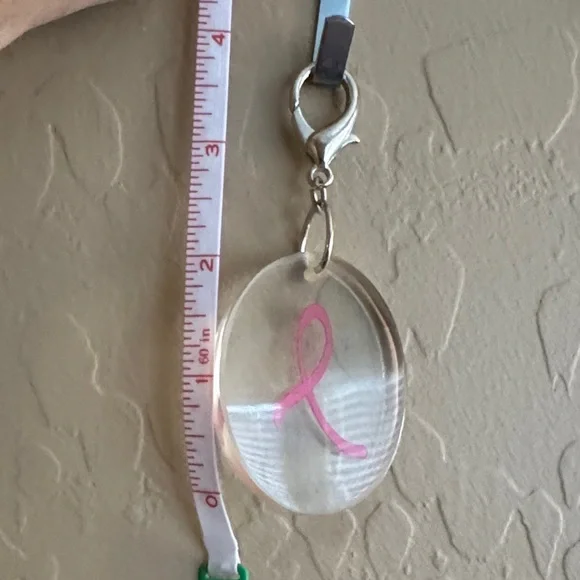 Pink Ribbon Breast Cancer Awareness Keychain acrylic purse Bag Charm - Picture 2 of 5